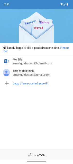 Velg GÅ TIL GMAIL