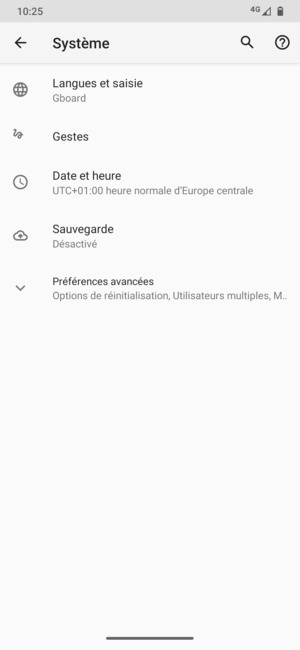 Sélectionnez Sauvegarde