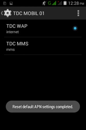 Your phone will reset to default Internet and MMS settings