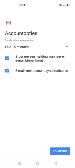 Selecteer VOLGENDE