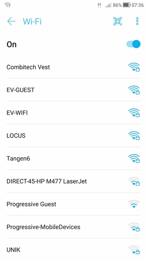 Select the wireless network you want to connect to