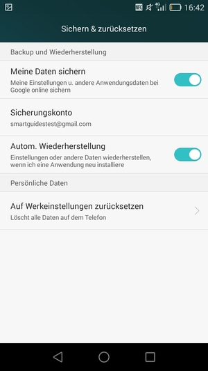 Wählen Sie Sicherungskonto