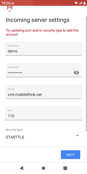 Scroll to and select Security type
