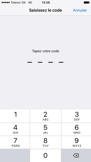 Saisissez votre mot de passe pour le verrouillage du téléphone s'il est déjàactivé sur celui-ci