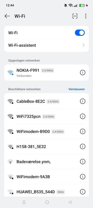 U bent nu verbonden met het WiFi-netwerk