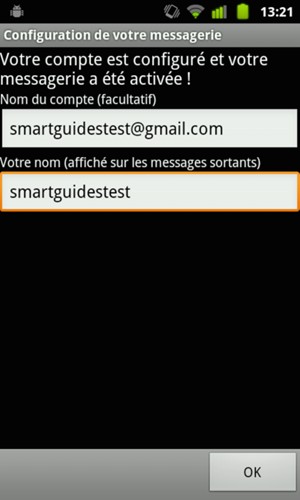 Donnez un nom à votre compte et saisissez votre nom. Sélectionnez OK