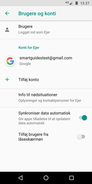 Vælg din Google konto