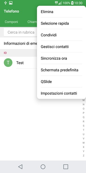 Seleziona Gestisci contatti