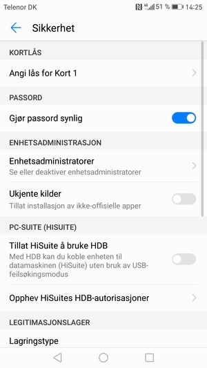 Velg Angi lås for Kort