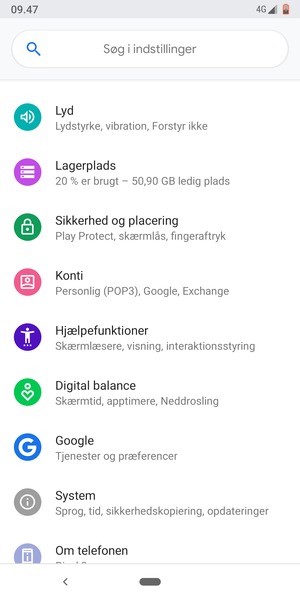 Scroll til og vælg Sikkerhed og placering