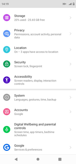 Scroll to and select System