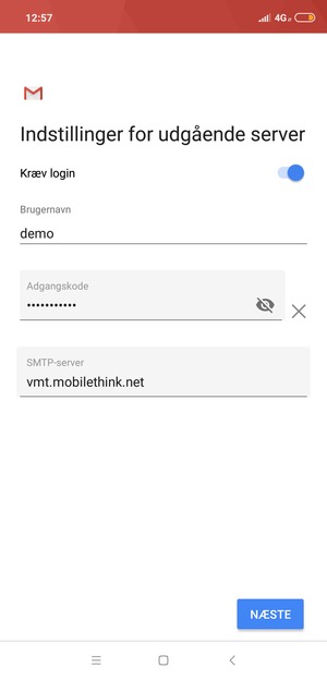 Indtast udgående serveradresse