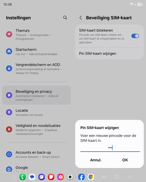 Voer uw Nieuwe pincode voor de SIM-kaart in en selecteer OK