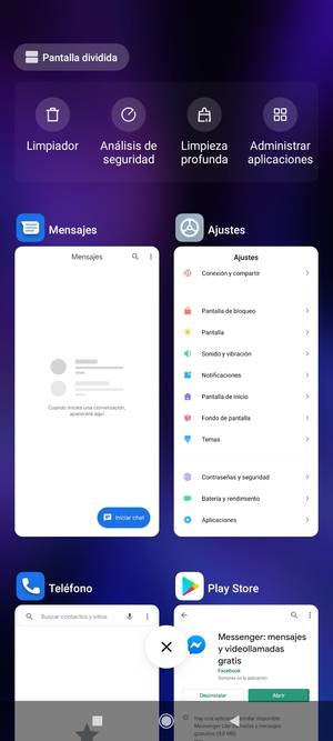 Seleccione el icono Eliminar para cerrar todas las aplicaciones en ejecución