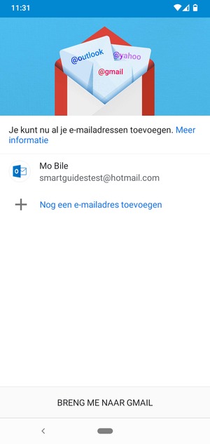 Selecteer BRENG ME NAAR GMAIL