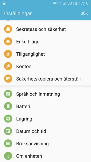 Scrolla till och välj Om enheten