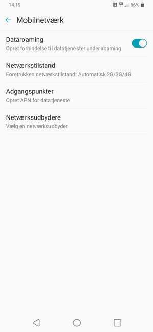 Slå Dataroaming til eller fra
