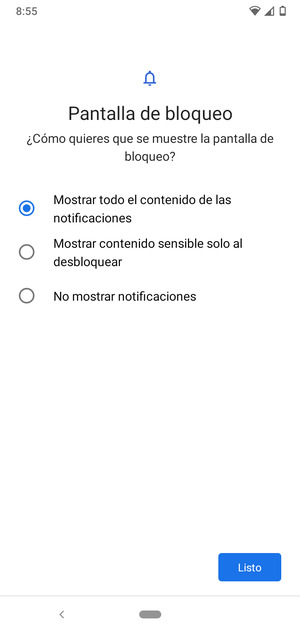 Seleccione la opción deseada y seleccione Listo