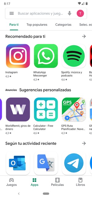 Seleccione la barra de Búsqueda