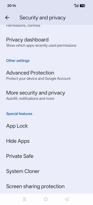 Scroll to and select More security and privacy
