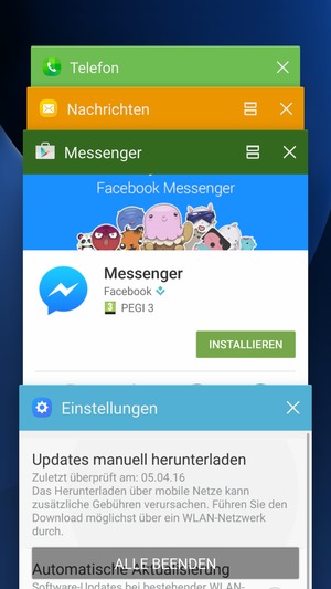 Wählen Sie ALLE BEENDEN