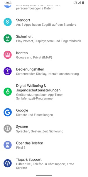 Scrollen Sie und wählen Sie System