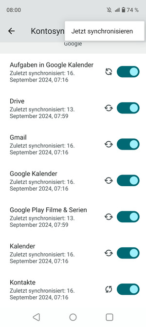 Wählen Sie Jetzt synchronisieren