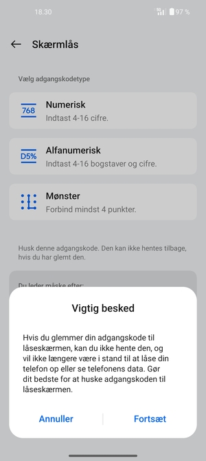 Vælg Fortsæt