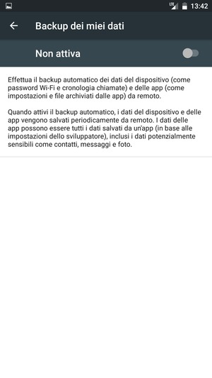 Attiva Backup dei miei dati