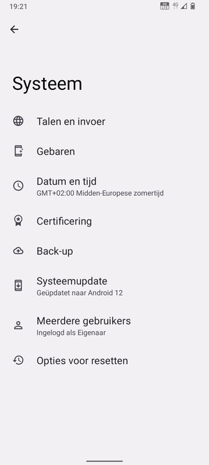 Selecteer Systeemupdate