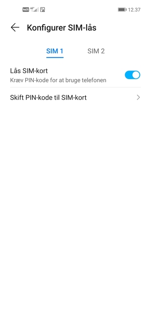 Din PIN-kode til SIM-kort er nu ændret