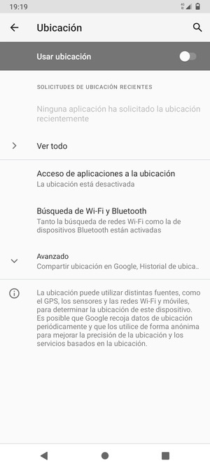 Desactive Utilizar ubicación