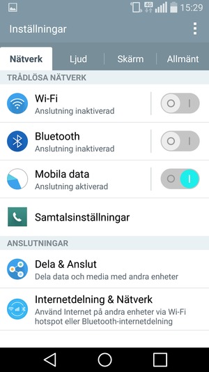 Välj Nätverk och Wi-Fi