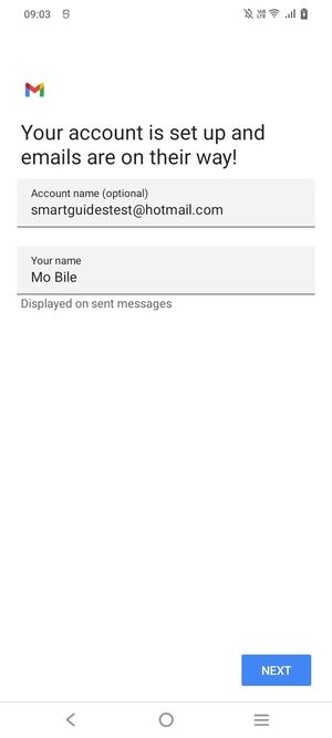 Give your account a name and enter your name. Select NEXT