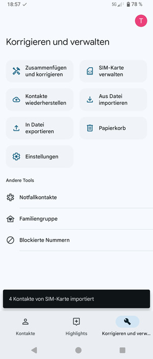 Ihre Kontakte werden in Ihrem Google Konto gespeichert und auf Ihrem Handy gespeichert, wenn Google das nächste Mal synchronisiert wird.