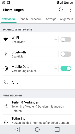 Wählen Sie Netzwerke und Wi-Fi