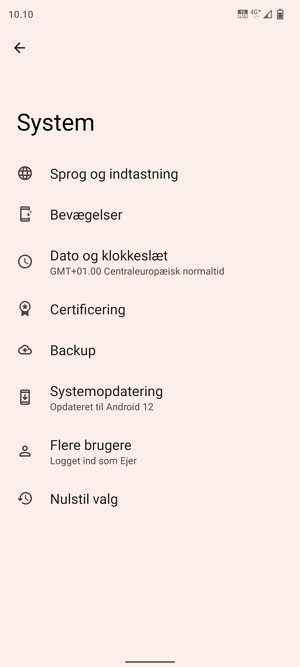 Vælg Systemopdatering