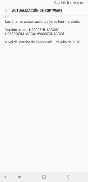 Si su teléfono está actualizado, verá la siguiente pantalla