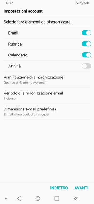 Seleziona AVANTI