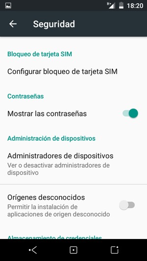 Para cambiar el PIN de la tarjeta SIM, vuelva al menú Seguridad y seleccione Configurar bloqueo de tarjeta SIM