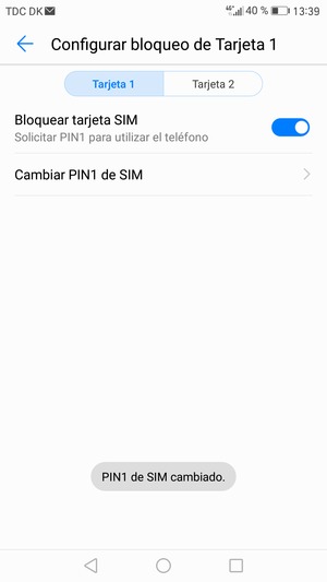 Su PIN de SIM ha sido cambiado