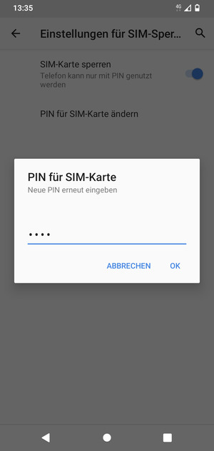 Bestätigen Sie Ihre neue PIN der SIM-Karte und wählen Sie OK