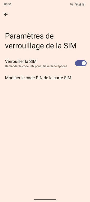 Sélectionnez Modifier le code PIN de la carte SIM