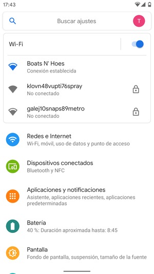 Ahora está conectado a la red Wi-Fi