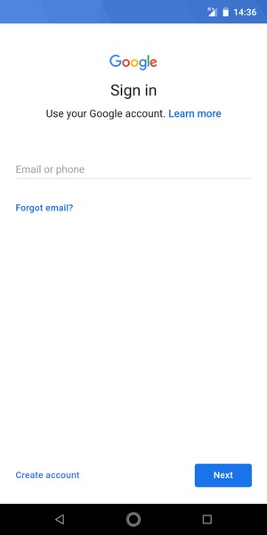 Enter your Gmail address and select Next