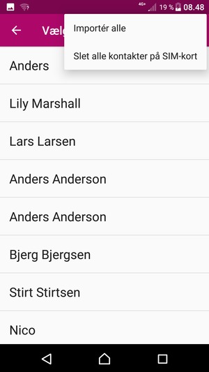 Vælg Importér alle