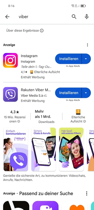 Wählen Sie die App