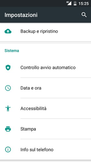 Scorri e seleziona Info sul telefono