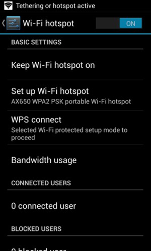 Your phone is now set up for use as a modem