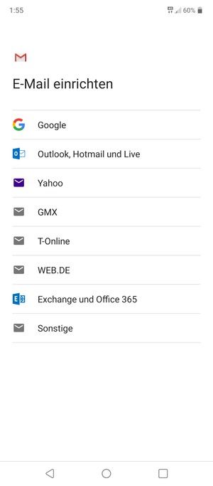 Wählen Sie Exchange und Office 365